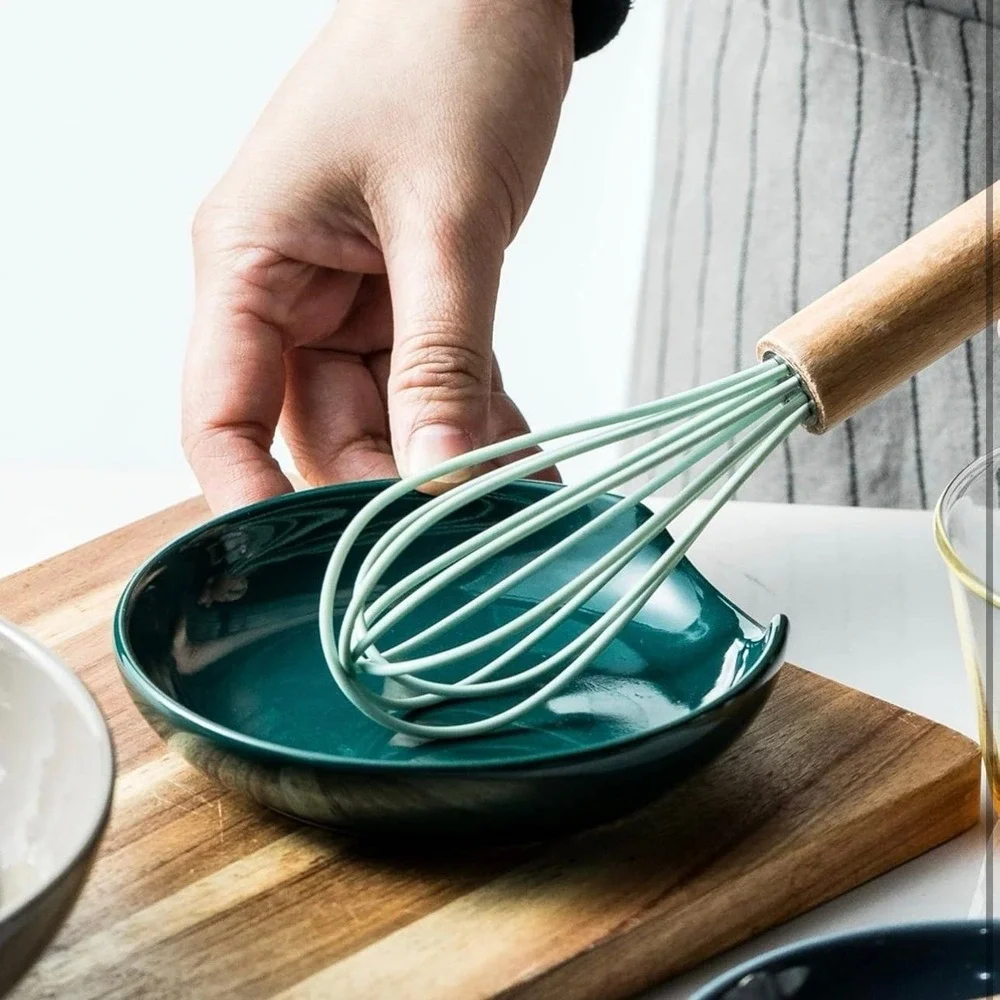 LYEOBOH Spoon Rest for Stove Top,‎ Porcelain Spoon Holder Cooking Spoon Rest for